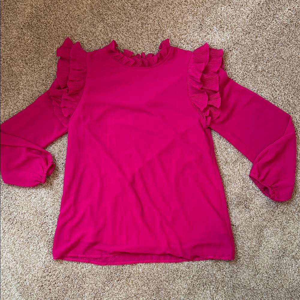 JODIFL Fuchsia Ruffle Top size small